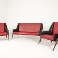 Conjunto de Sofá Vintage Rojo Doble e Individuales - José Espinho - Imagen 2